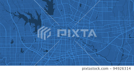 Detailed map poster of Hefei city, linear print map. Blue skyline urban panorama. Decorative graphic tourist map of Hefei territory. 94926314
