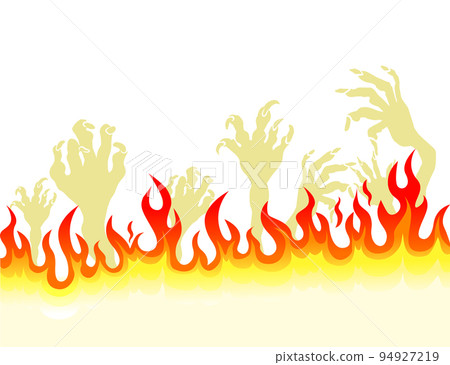 Happy Halloween. Burning flames and monster hands. Vector illustration Happy Halloween. Burning flames and monster hands. Vector illustration 94927219
