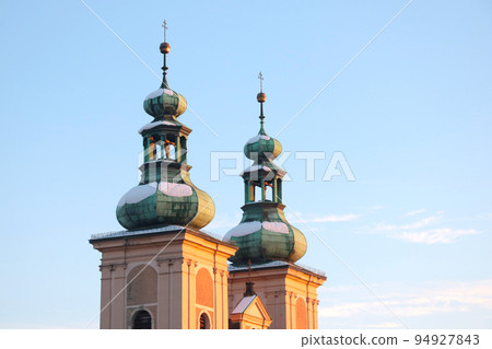 Domes of a church or church against the blue sky. Domes of a church or church against the blue sky. 94927843