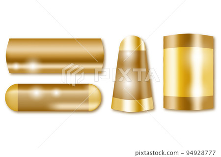 Geometric Shapes Golden Set. Vector 3d illustration. Gold gradient modern trendy design elements. Isolated geometry objects metallic color. 94928777