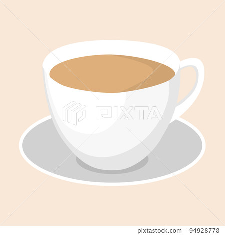 White cup of coffee. Cappuccino latte americano espresso cocoa. Hot coffee in white cup. 94928778
