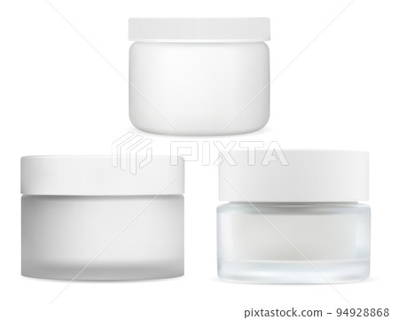 White cream jar mockup, plastic cap. Skin butter container White cream jar mockup, plastic cap. Skin butter container 94928868