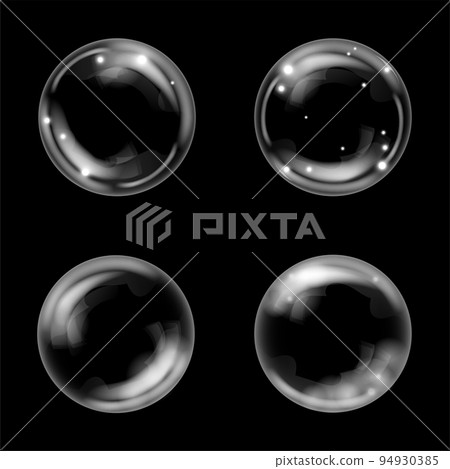 Transparent shiny soap bubbles set Transparent shiny soap bubbles set 94930385