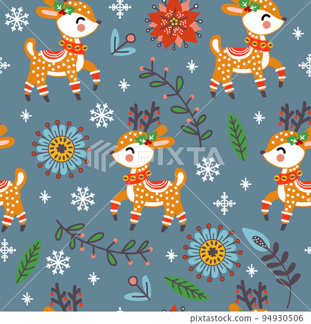 Seamless pattern christmas deers vector... - Stock Illustration ...