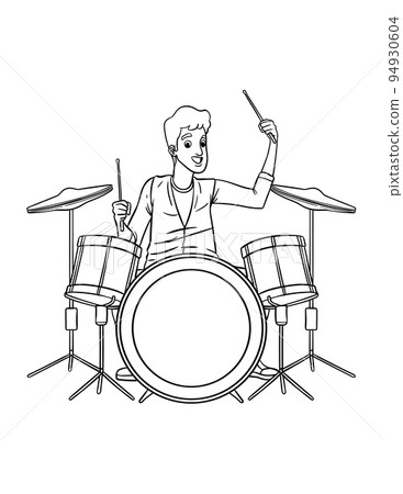 Drummer Isolated Coloring Page for Kids Drummer Isolated Coloring Page for Kids 94930604