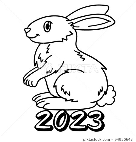 2023 Year Of The Rabbit Isolated Coloring Page 2023 Year Of The Rabbit Isolated Coloring Page 94930642