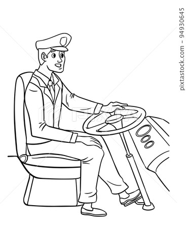 Bus Driver Isolated Coloring Page for Kids Bus Driver Isolated Coloring Page for Kids 94930645