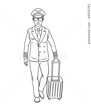 Aircraft Pilot Isolated Coloring Page for Kids 94930761
