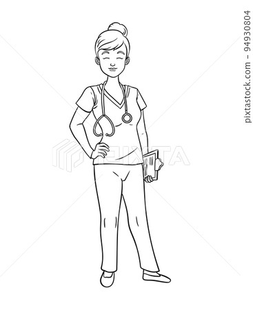 Nurse Isolated Coloring Page for Kids Nurse Isolated Coloring Page for Kids 94930804