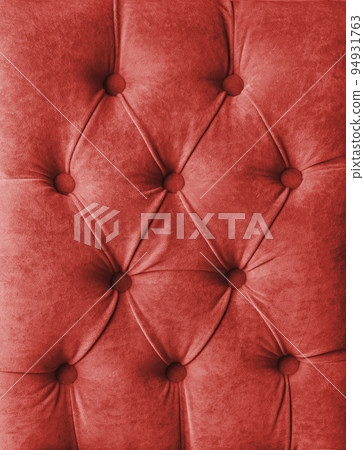 Red capitone velours textile decoration with buttons 94931763