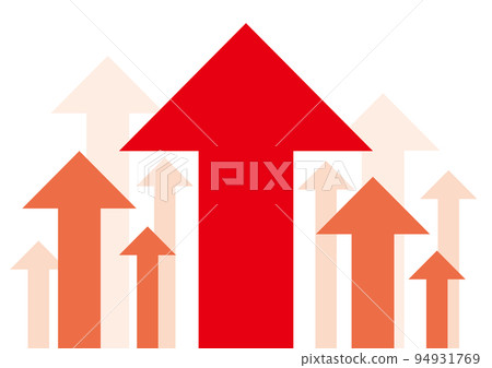 Arrow background going up rising red 94931769