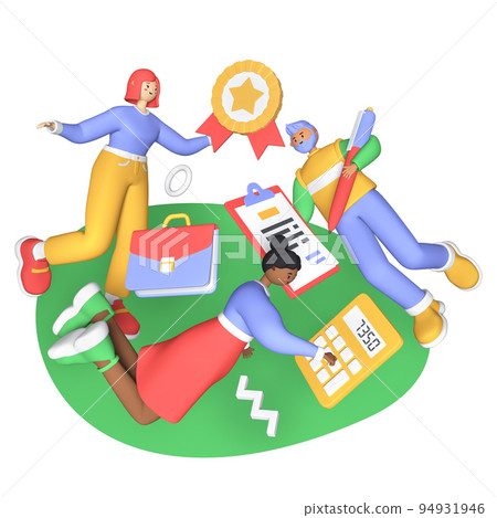 Work and leisure - colorful 3D style illustration 94931946