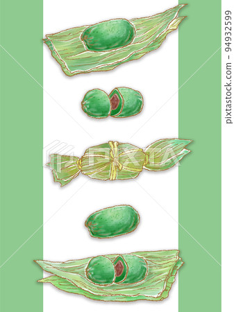 竹餃子套裝_背景帶綠色 94932599