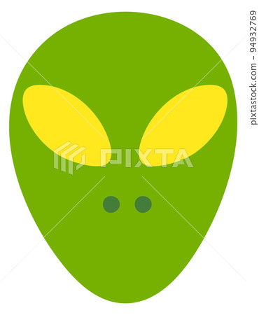 Green alien head. Space monster face icon 94932769