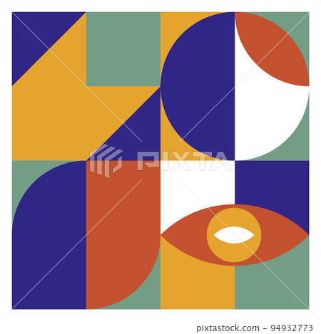 Retro abstract art banner in retro geometric style 94932773