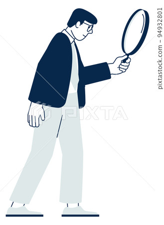 Searching person icon. Man holding magnify glass Searching person icon. Man holding magnify glass 94932801