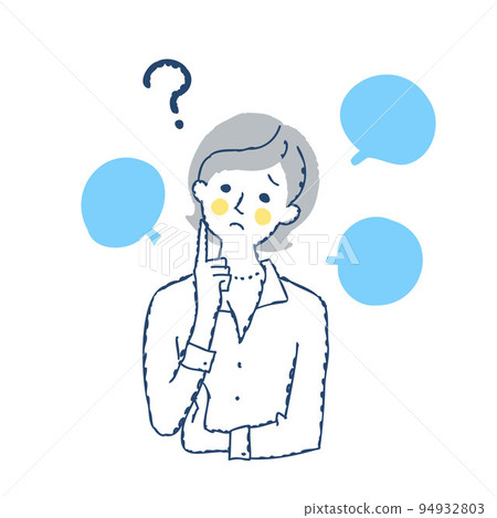 一個帶著擔心的表情和一個氣球的女人 94932803