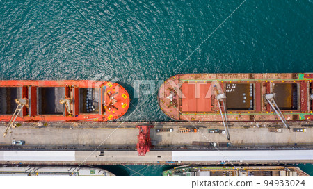 Aerial top view large general cargo ship bulk carrier. 94933024