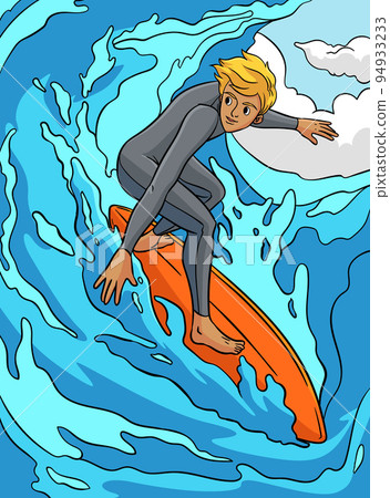 Surfer Sport Colored Cartoon Illustration Surfer Sport Colored Cartoon Illustration 94933233