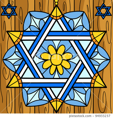 Hanukkah Star of David Colored Cartoon  94933237
