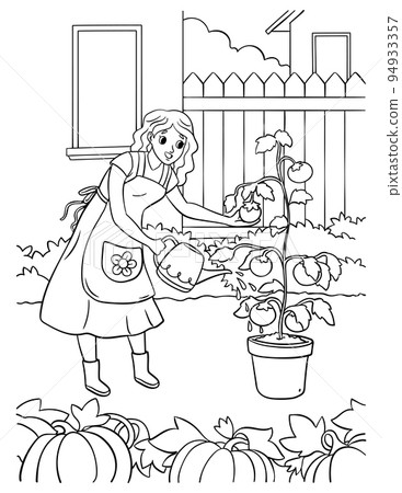Gardening Coloring Page for Kids 94933357