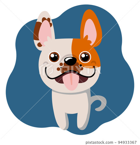 Cute funny dog bulldog, cartoon portrait. Print, children's illustration, vector Cute funny dog bulldog, cartoon portrait. Print, children's illustration, vector 94933367