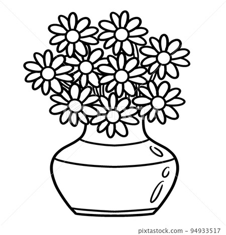Flower Vase Isolated Coloring Page for Kids 94933517