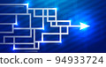 Brainstorm in white line to a arrow on abstrack blue background 94933724