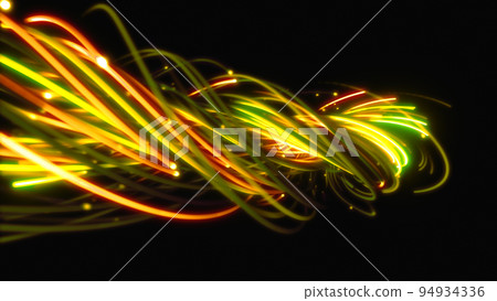 3D rendering of a colorful abstract background of strings, lines, ribbons, fibers or wires 3D rendering of a colorful abstract background of strings, lines, ribbons, fibers or wires 94934336