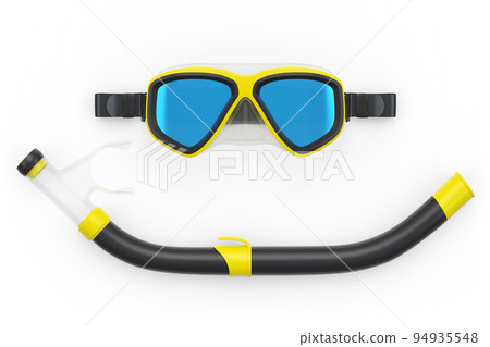 Yellow diving mask and snorkel isolated on a... - Stock Illustration ...