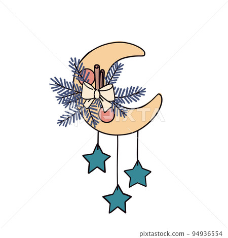 Winter composition with christmas decor. Hand drawn vector illustration. Winter composition with christmas decor. Hand drawn vector illustration. 94936554
