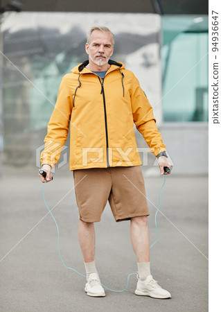Sportive Mature Man With Skipping Rope 94936647