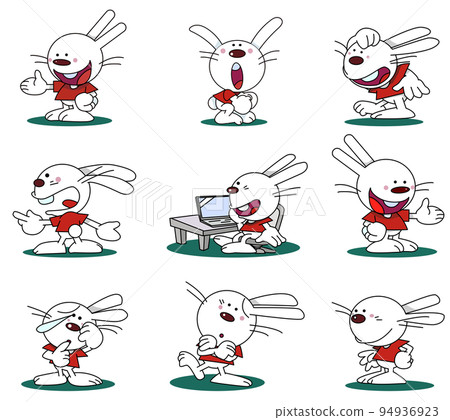 2023 zodiac rabbit character 9 poses 94936923