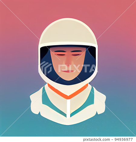 Portrait of an astronaut on a bright background. Astronaut sticker. Digital illustration. Portrait of an astronaut on a bright background. Astronaut sticker. Digital illustration. 94936977