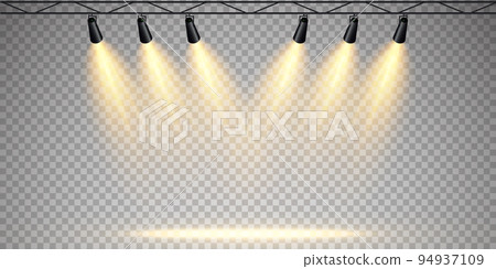 Vector Spotlights. Scene. Light Effects. Glow light effect. Vector illustration. 94937109