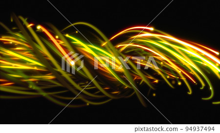 3D rendering of a colorful abstract background of strings, lines, ribbons, fibers or wires 94937494