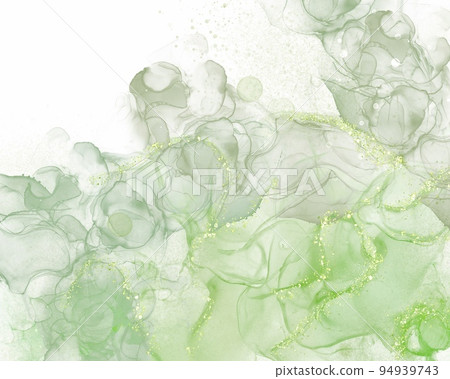 Abstract green art painting background alcohol ink technique on white Abstract green art painting background alcohol ink technique on white 94939743