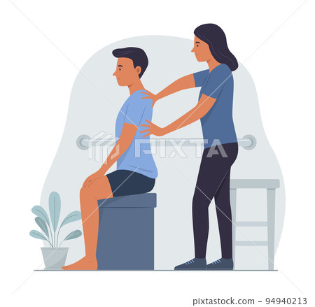 Physiotherapist Doctor Rehabilitates Male Patient 94940213