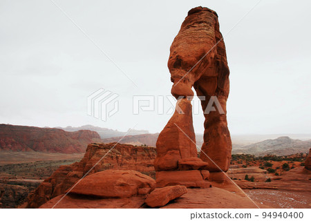 Scenery from Delicate Arch Trail, Arches National Park, Colorado Plateau in early spring, USA 94940400