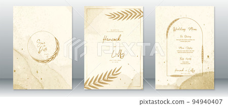 Wedding invitation card template luxury with gold design 94940407