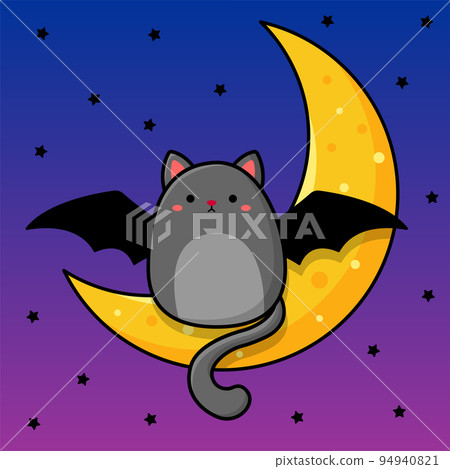 Cartoon image of a gray cat that sits on the moon. Vector illustration for Halloween Cartoon image of a gray cat that sits on the moon. Vector illustration for Halloween 94940821