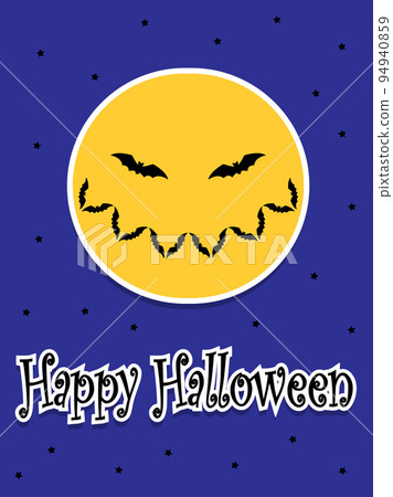 Halloween postcard. Smiling moon. Bat smile. Cartoon flat vector illustration 94940859