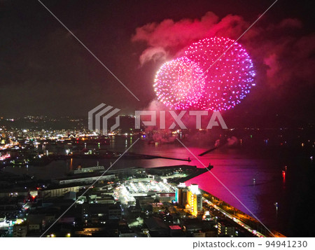 鹿兒島夏季傳統金港灣花火大會鳥瞰圖 94941230