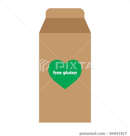 Brown paper bag with green heart print and gluten free lettering. Vector illustration. 94941927