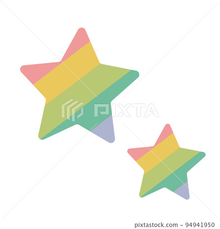 Two stars in rainbow colors. Rainbow and stars. Pastel shades. Childrens print. Vector illustration Two stars in rainbow colors. Rainbow and stars. Pastel shades. Childrens print. Vector illustration 94941950