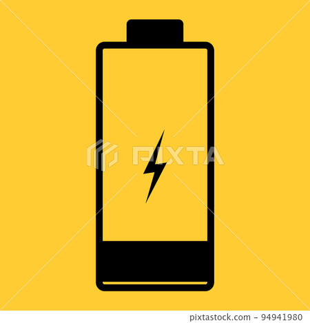 Low battery illustration. Black and yellow colors. Vector icon. 94941980