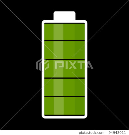 An illustration of a fully charged battery. Green color. Vector image 94942011