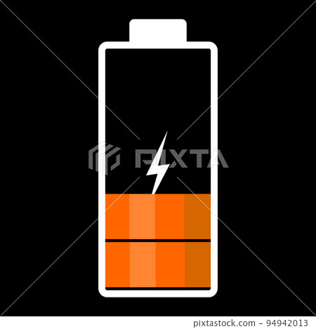 An illustration of a discharging battery. Orange color. Vector image An illustration of a discharging battery. Orange color. Vector image 94942013
