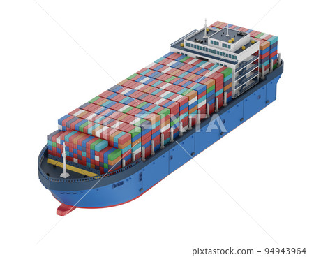 Cargo ship or vessel with containers isolated on white 94943964