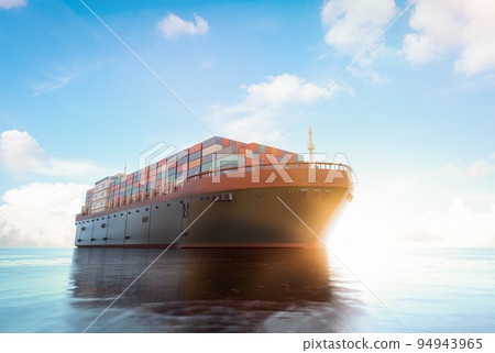 Cargo ship or vessel with containers in ocean 94943965